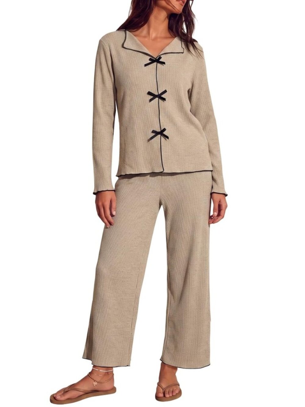Pajama Sets for Women 2 Piece Ribbed Knit Lounge Sets